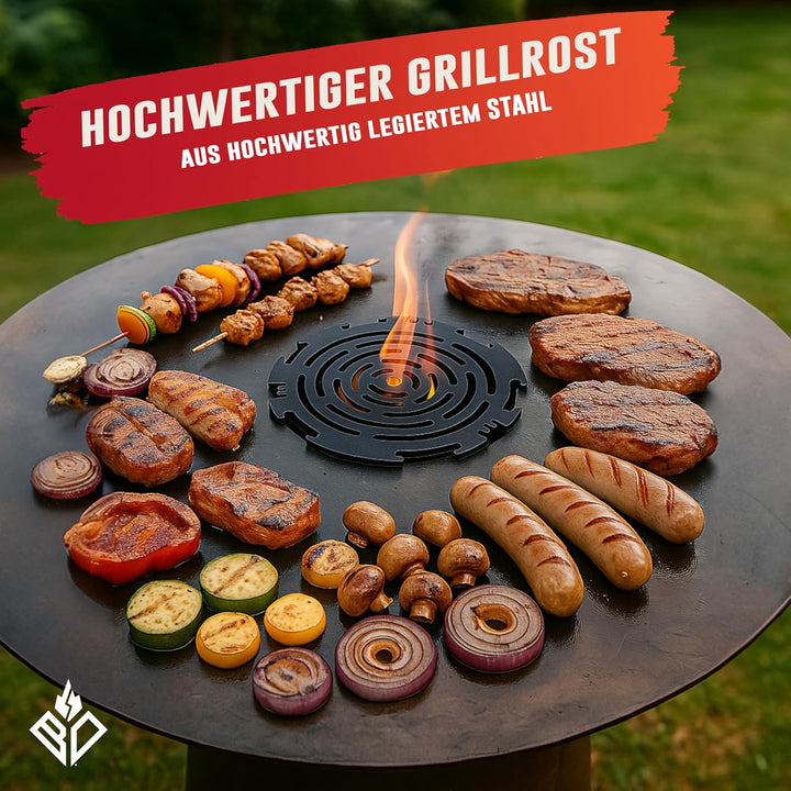Branding Grillrost 6mm für Feuerplatte | Plancha | Grillplatte mit 20cm Feuerloch