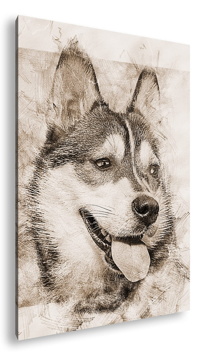 deyoli friedlicher Hund Effekt: Sepia Format: 80x60 als Leinwandbild, Motiv fertig gerahmt auf Echth