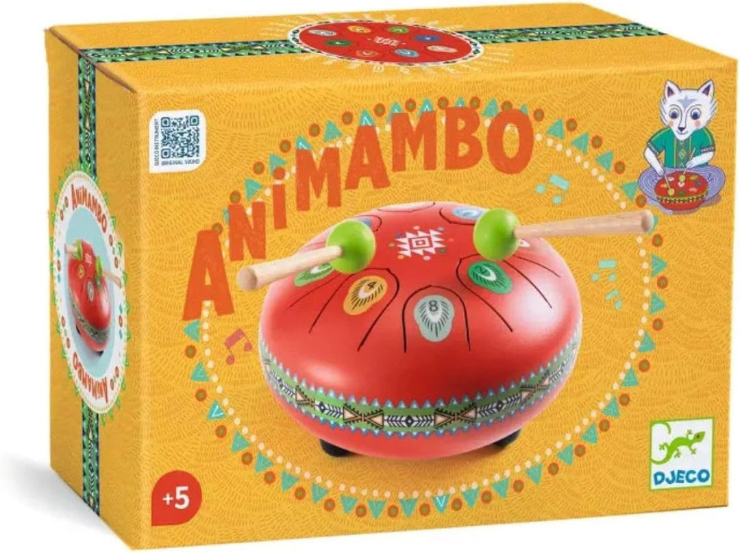 Djeco Musikinstrument Spielzeug - Animambo Zungentrommel rot 8 Töne FSC.