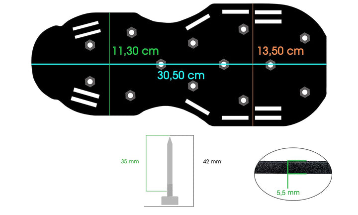 Pangolino - Entlüftungsroller - Set Entlüftungswalze 50 cm inkl. Spritzschutz - Stachellänge: 11 mm