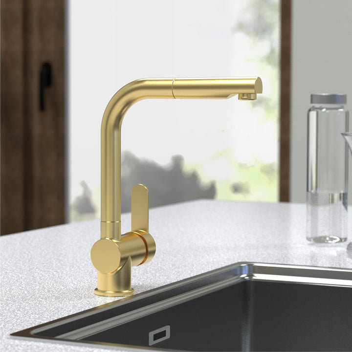 SCHÜTTE 79770 London Küchenarmatur mit ausziehbarer Geschirrbrause, 360 Grad schwenkbarer Wasserhahn