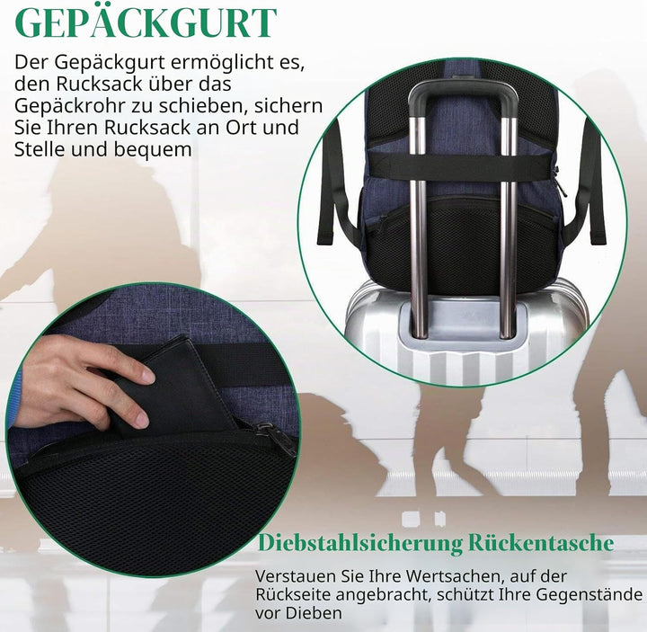 MATEIN Schulrucksack 15,6 Zoll Laptop Notebook Rucksack Backpack Schultasche für Männer mit USB Lade