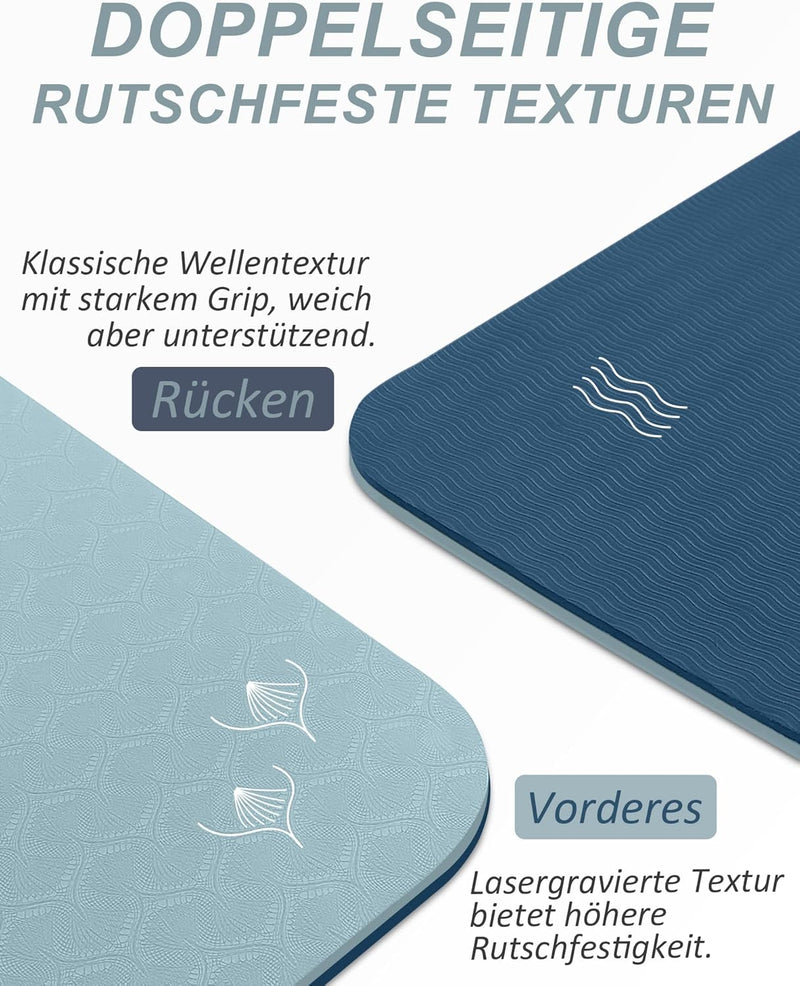 Yogamatte Rutschfest mit Tragegurt, 6| 8mm Dicke Yoga Matte, Pro Sportmatte Fitnessmatte Rutschfest,