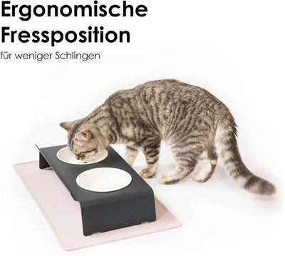 LucyBalu® Erhöhte Doppel-Futterstation Katze | Ergonomischer Katzennapf erhöht | Erhöhter Futternapf