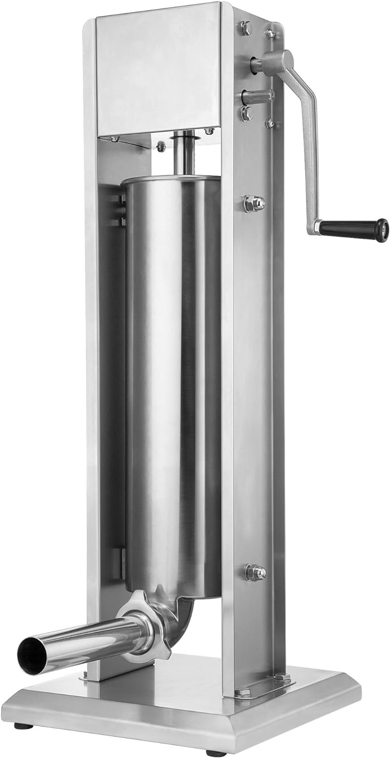 Zelsius Profi Wurstfüllmaschine aus Edelstahl (7 Liter, Silber) + vier verschiedene Füllrohre, Wurst