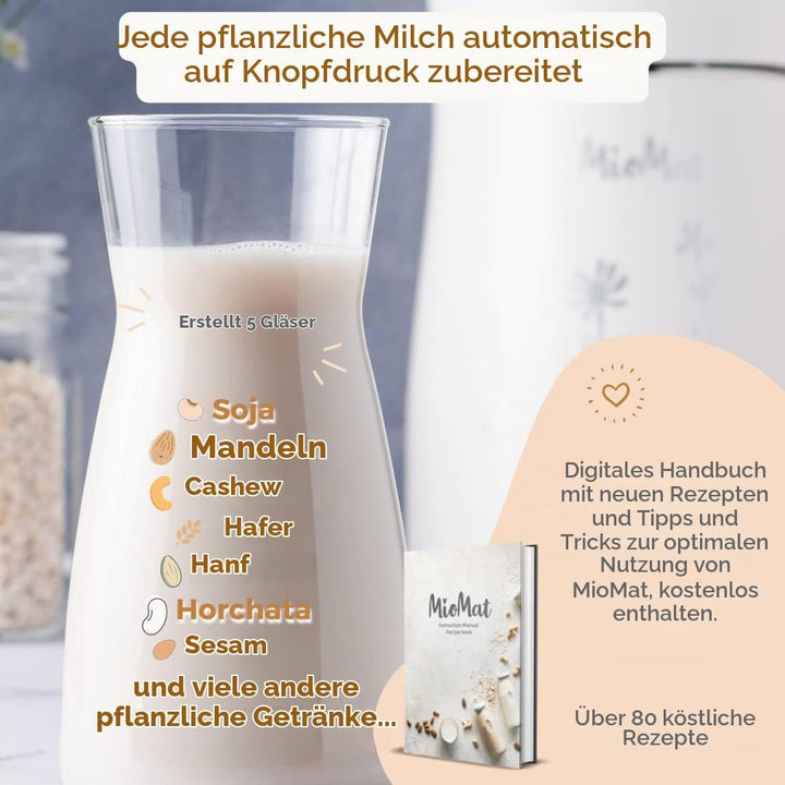 MioMat - Pflanzenmilchmaschine | Rohmilch | Getreidemilch | Sojamilch | Smoothies | Brei | Cremige S