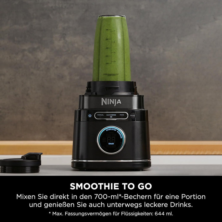 Ninja 3-in-1 Detect Power Blender Processor Pro, Schwarz, TB401EU | kraftvolle 1200W Küchenmaschine,