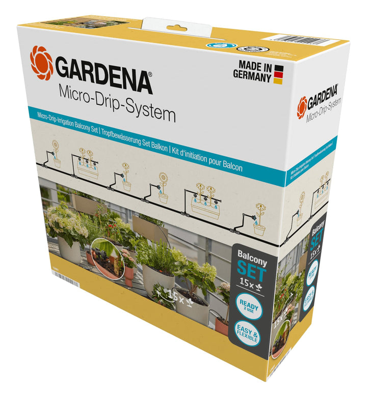 Gardena Micro-Drip-System Tropfbewässerung Set Balkon (15 Pflanzen): Starter-Set sofort einsatzberei