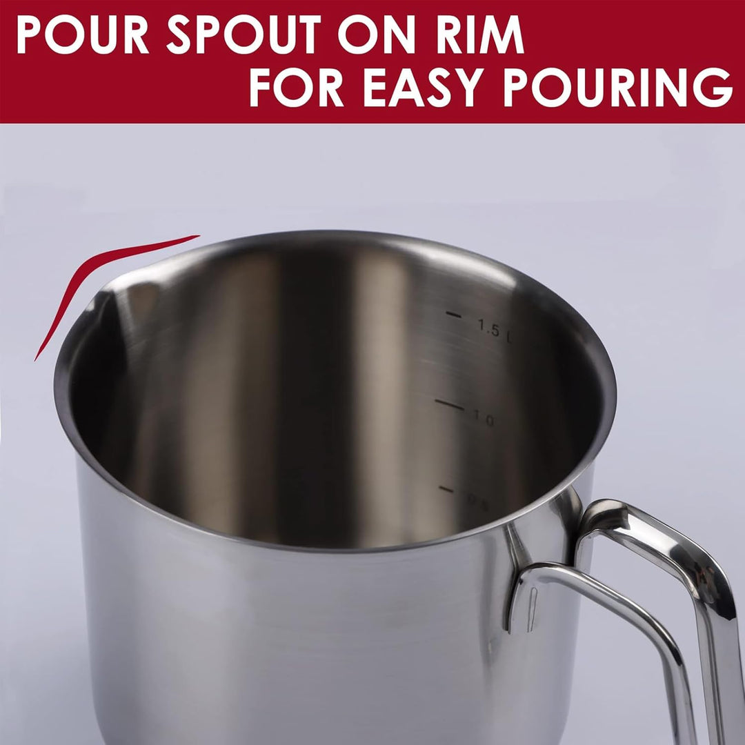 Edelstahl-Kochtopf mit Glasdeckel, Mehrzweck-Saucenpfanne mit Siebdeckel und Ausgiesser zum Kochen v