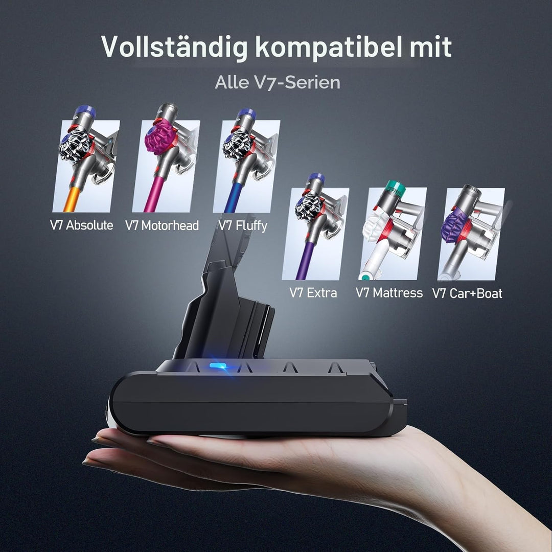 6500mAh V7 Akku, Ersatzakku für Dyson V7 Akku mit SV11 V7 Animal Trigger Abosolute Motorhead Pro Flu