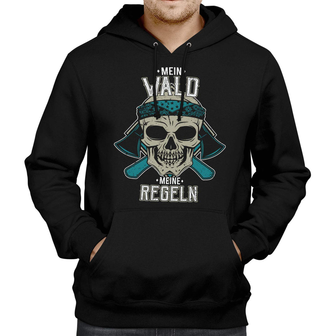 Fashionalarm Herren Kapuzenpullover – Mein Wald – Meine Regeln | Fun Hoodie mit Spruch als lustige G
