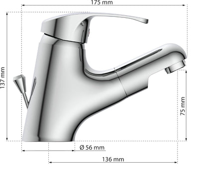 EISL NI075TCO VICO Waschtischarmatur Bad, Wasserhahn Bad mit Haarbrause, Badarmatur mit ausziehbarer