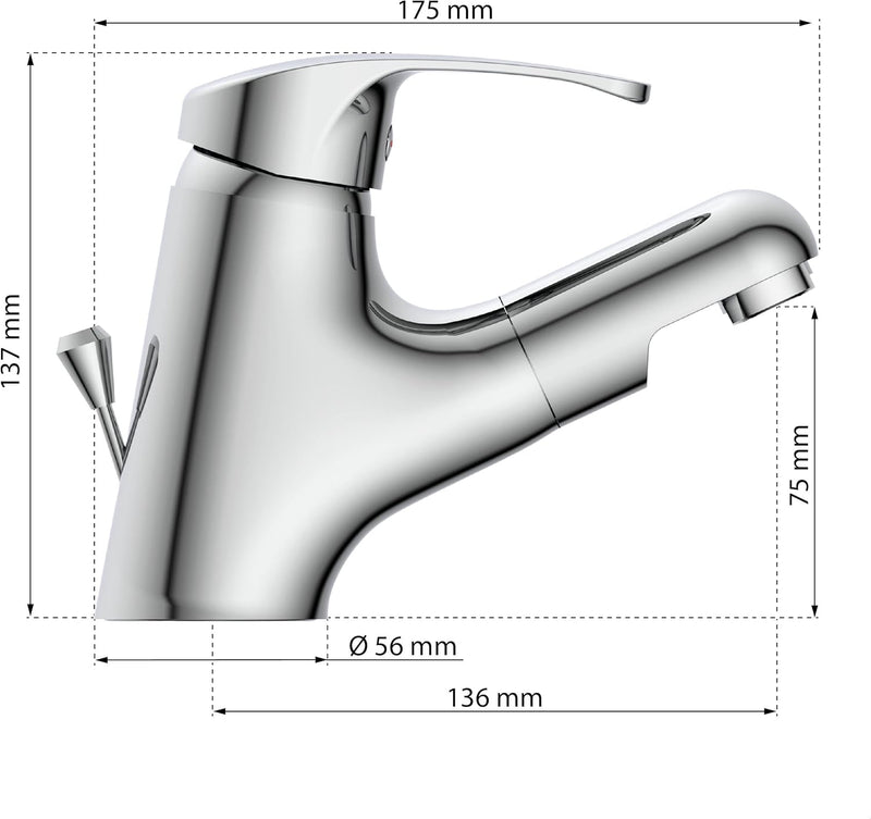 EISL NI075TCO VICO Waschtischarmatur Bad, Wasserhahn Bad mit Haarbrause, Badarmatur mit ausziehbarer