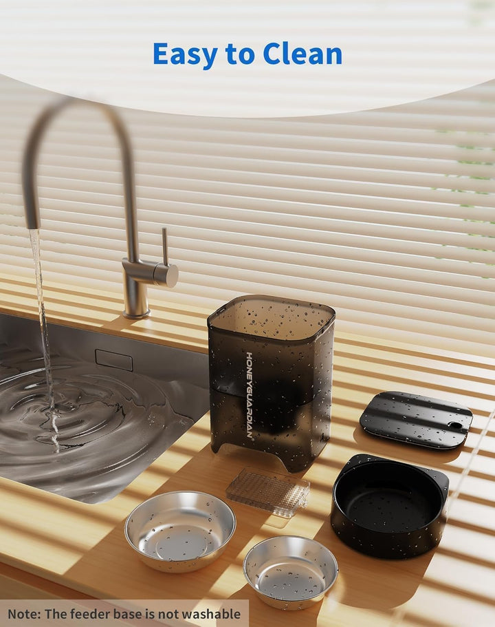 HoneyGuaridan 2-in-1 Smart Futterautomat Katze für Trocken & Nassfutter, WLAN 2.4G Automatischer Kat