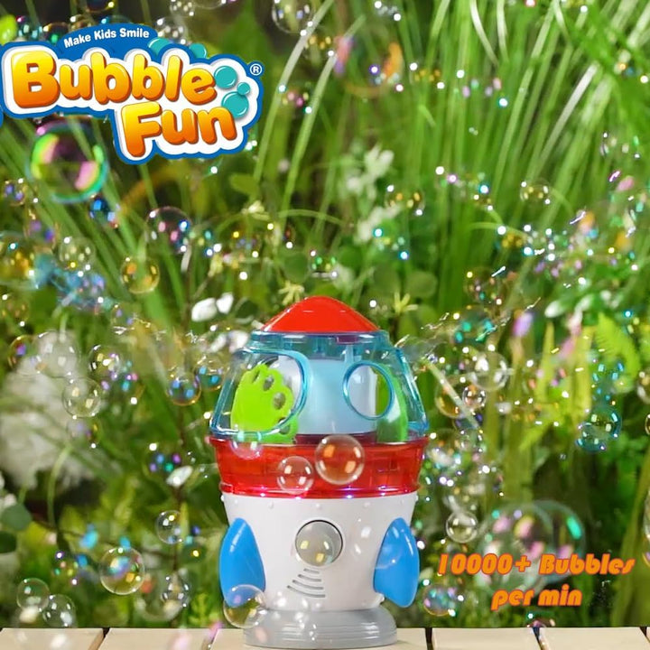 Seifenblasenmaschine,Automatischer Rocket Blasenmacher 10000+ Bubbles/Min mit Lichtern und Musik für