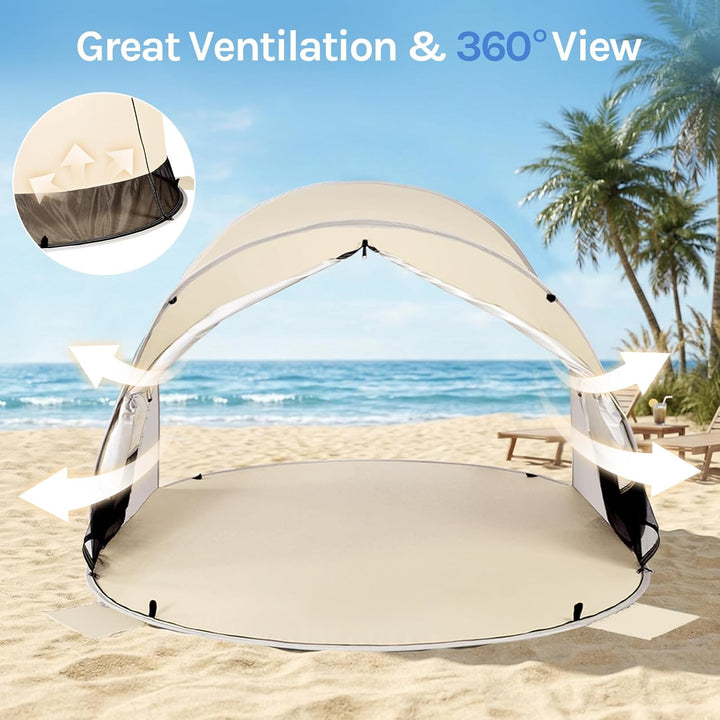 Wolfwise Pop Up Strandmuschel für 6 Personen, Sofort Aufbau, UV-Schutz 50+, Wasserabweisend, Belüfte