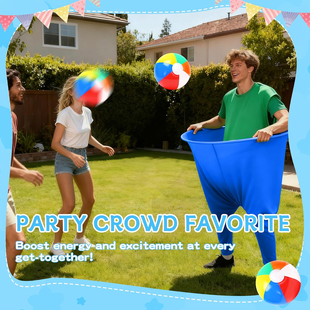 Granny Pants Yard Game 2er Set, Fanghosen-Spiel für Erwachsene, 2 Riesige Hosen, 12 Aufblasbare Rain