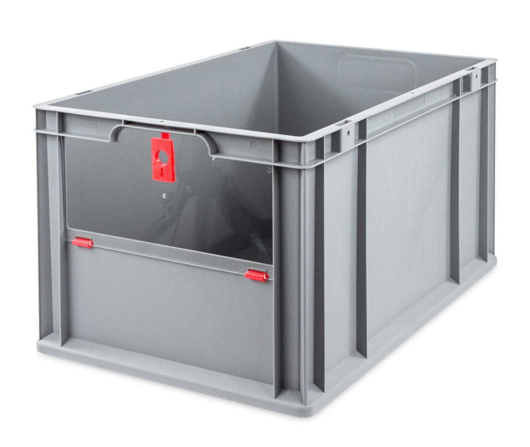 aidB Eurobox NextGen Insight Cover rot, 600x400x320 mm, Cover hoch, robuste Regalbox mit Entnahmeöff