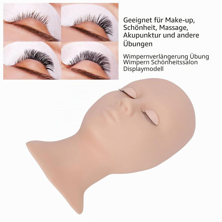 Wimpern-Schaufensterpuppenkopf, Wimpernverlängerungs-Schaufensterpuppenkopf, Silikon-Übungskopf mit