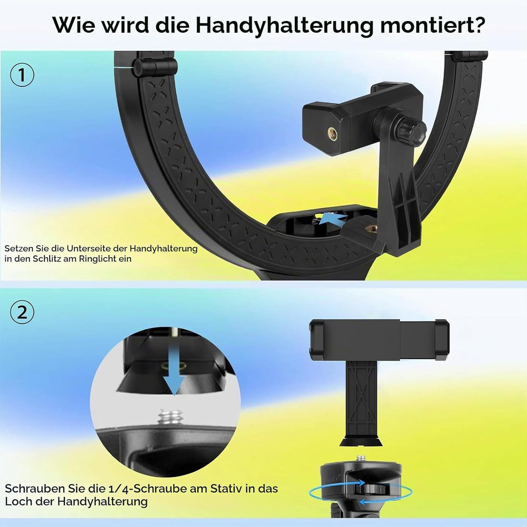 Aureday Ringlicht mit Stativ, 14 Zoll Selfie Ringlicht mit 62 Zoll Stativ Ständer Zusammenklappbar f