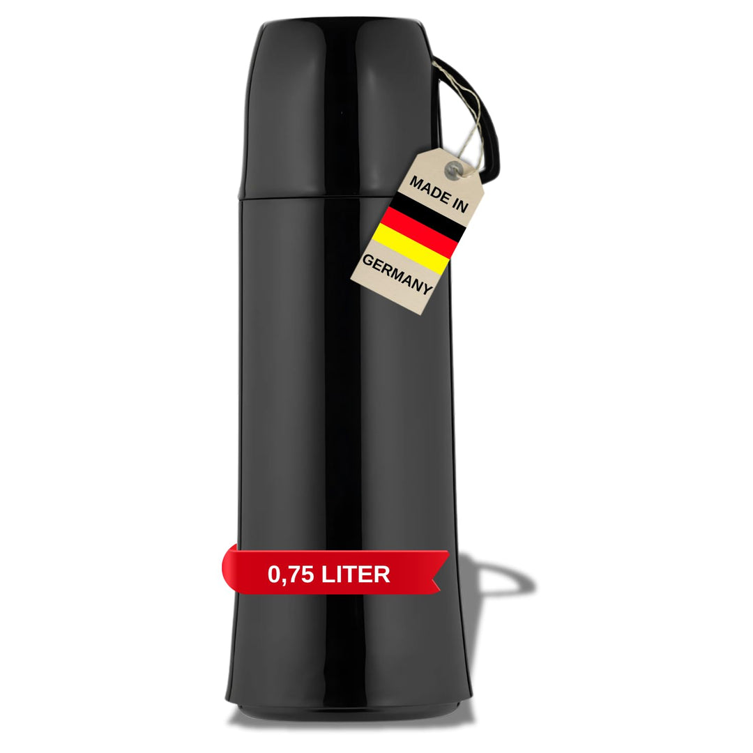 Helios Elegance Isolierflasche, Kunststoff, schwarz, 0,75 Liter 750 ml Schwarz, 750 ml Schwarz