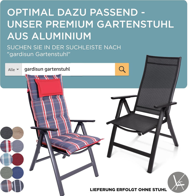 gardisun Gartenstuhlauflagen Hochlehner mit Kopfteil I Extra Dicke Sitzauflagen I Made in Europe I P
