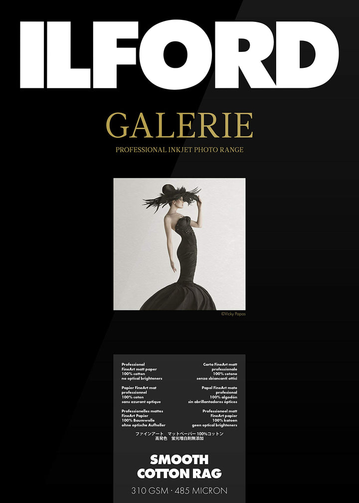 ILFORD GALERIE Smooth Cotton Rag, 310GSM, GPSC, 5x7 Zoll - 127 x 178 mm , 50 Blatt, Inkjetpapier, Ti