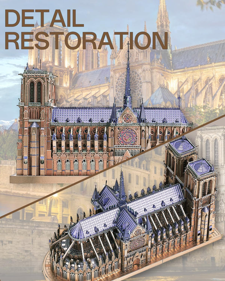 Piececool 3D Puzzle modellbausatz Erwachsene 3D Metall Puzzle 3D Puzzle Erwachsene - Notre Dame Kath