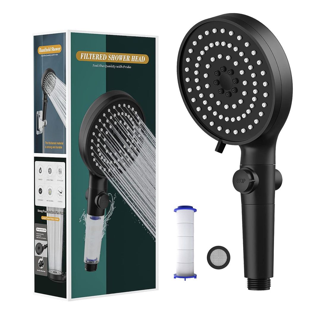 Duschkopf Wassersparender 4.6L/Min, VESKYAO Hochdruck Handbrause Sparduschkopf mit Filter & Wasserst