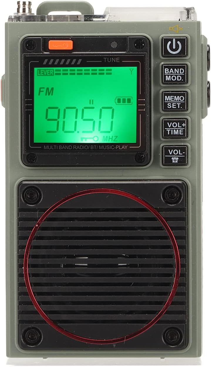 Volle Band Tragbares Radio, FM-Radio, AM Mittelwelle, SW-Kurzwelle, Bass-Stereo-SOS-Alarm, Bluetooth