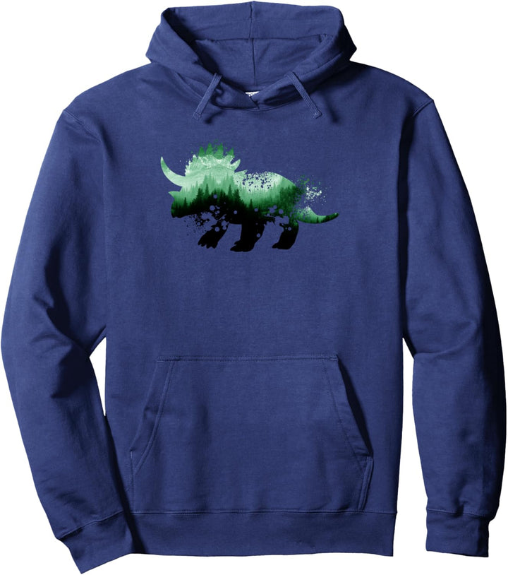 Dino Triceratops Silhouette | Junge Herren Damen Dinosaurier Pullover Hoodie