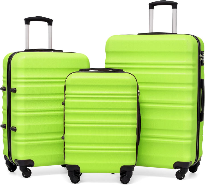COOLIFE Hartschalen-Koffer Trolley Rollkoffer Reisekoffer mit TSA-Schloss und 4 Rollen (Grün, Koffer
