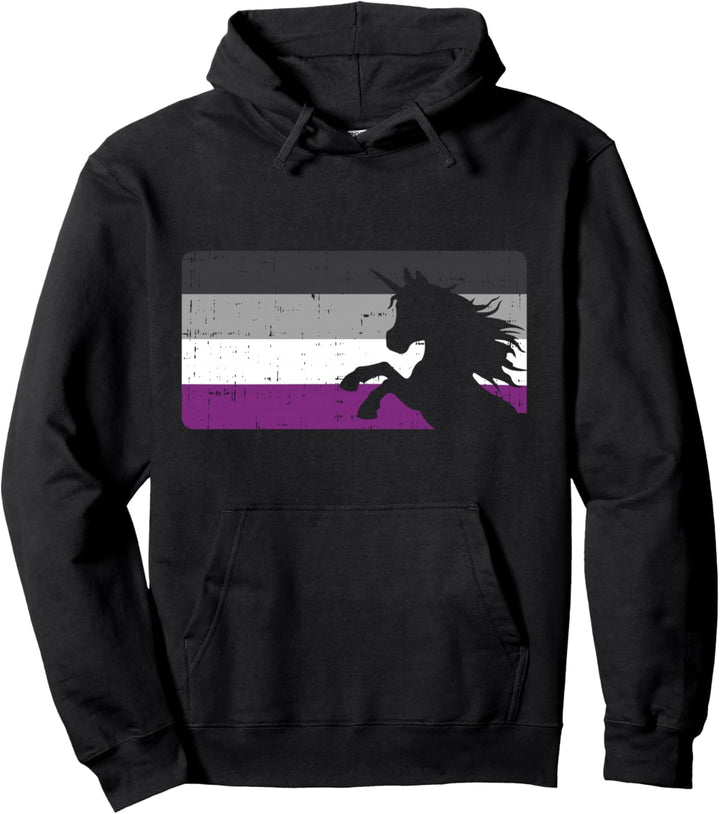 Asexual Pride Flag Unicorn Majestic Animal Ace LGBTQ Gift Pullover Hoodie
