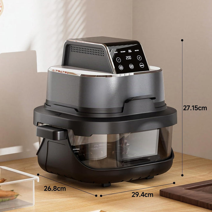 GTPLAYER Airfryer, Multifunktionale Heissluftfritteuse 4 Liter mit mit Easy-View-Fenster, Glasbehält