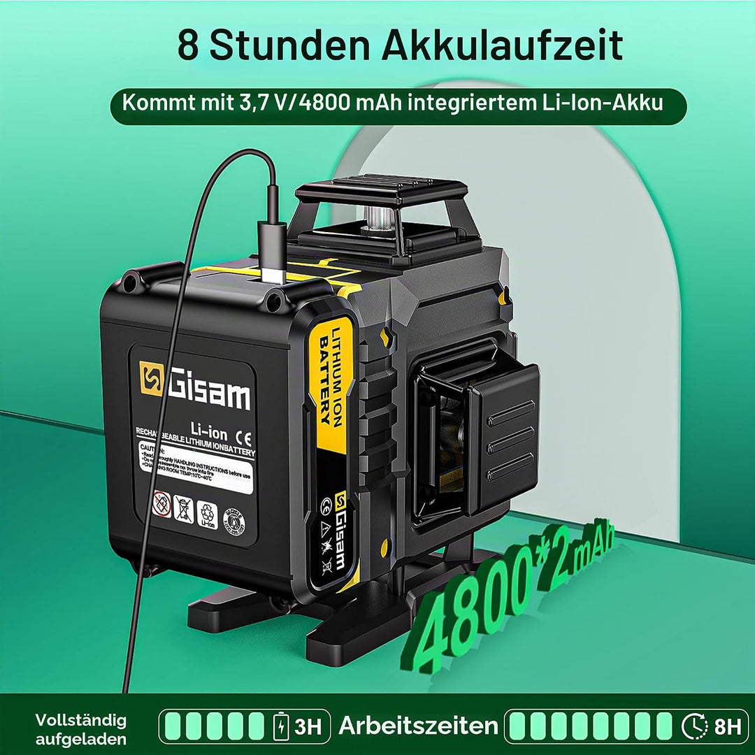 Kreuzlinienlaser mit Stativ,Multifunktionaler 4D-Laser mit 16 Linien, Fadenkreuz-Laser Wasserwaage,