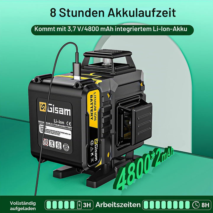 Kreuzlinienlaser mit Stativ,Multifunktionaler 4D-Laser mit 16 Linien, Fadenkreuz-Laser Wasserwaage,