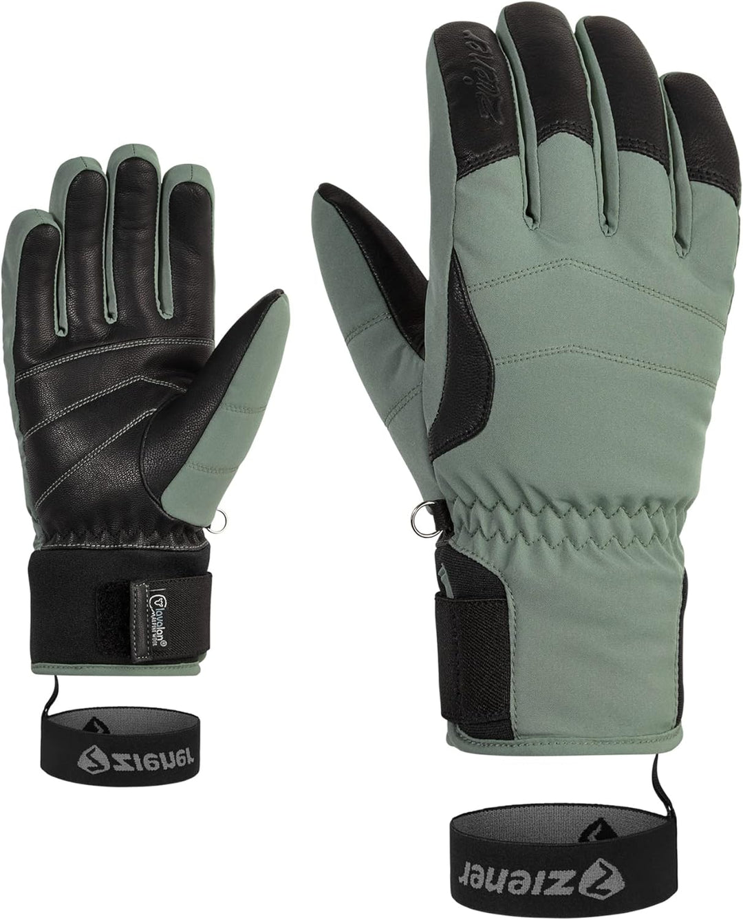 Ziener Damen Kale Ski-Handschuhe/Wintersport | wasserdicht, extra warm, Wolle 6.5 green mud, 6.5 gre