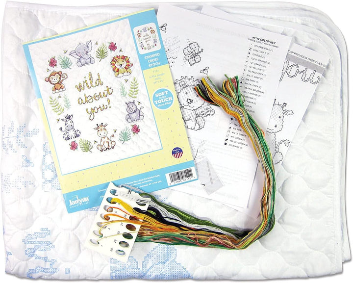 Design Works Stamped Quilt Cross Stitch Kit 34"X43"-In the Jungle