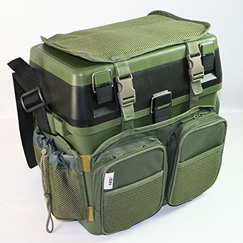 NGT Sitzbox Seat Box Sitzkiepe Angelkoffer Tackle Box mit Rucksacküberzug aus Canvas