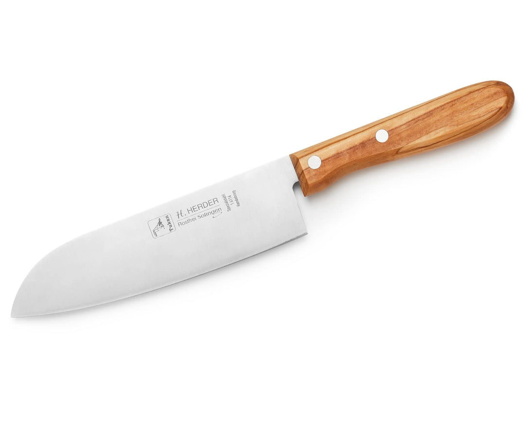 Solingen Santoku Kochmesser H. Herder 29cm Olive extra scharfer Solinger Handabzug rostfrei Santokum