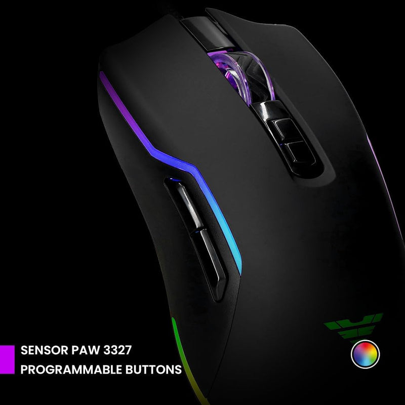 PREYON Condor Classic RGB Beleuchtete Kabelgebundene Gaming-Maus - Computermaus mit Huano 20M Schalt