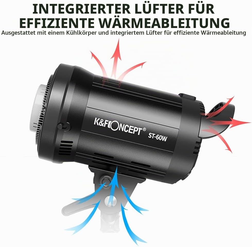 K&amp;F Concept LED Studioblitz SL-60W CRI95+ LED 5600K LED Video Licht mit Auslöser, Fernbedienung, Ein