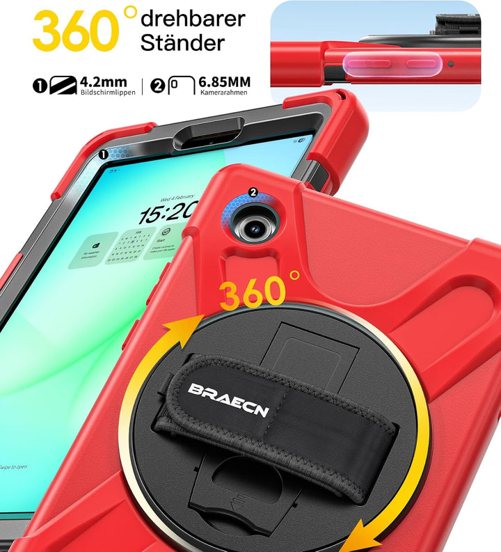 BRAECN für Galaxy Tab A11 Hülle - Samsung Tablet A11 8.7 Zoll 2025 Rot | Stossfeste Schutzhülle mit