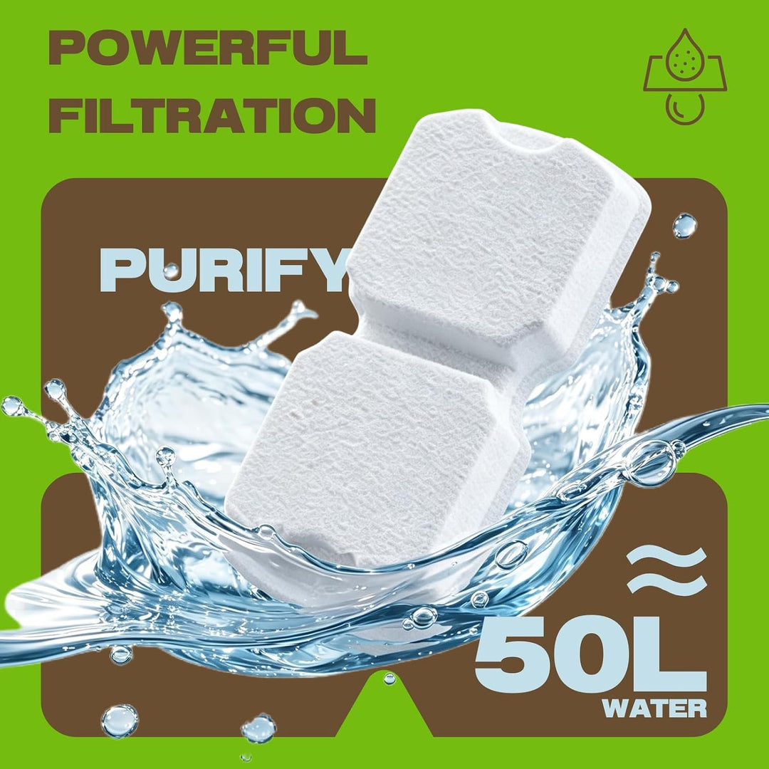 Katzenbrunnen Filter 6er Pack: 6 Kohlefilter + 6 Schwammfilter Hält das Wasser Frisch und Sauber, 2-