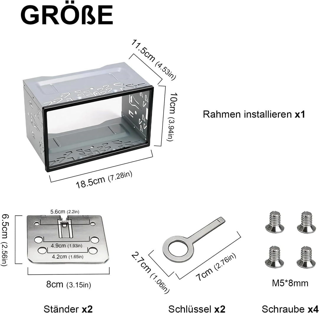 Auto Radio Montage Rahmen 2DIN Doppel Metallrahmen Halterung Faszienmontageset für Doppel DIN Auto R