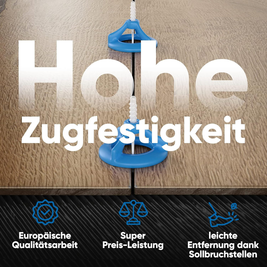 Bauhandel24 Fliesen Nivelliersystem 2mm 4000 Gewindelaschen für Wand - und Bodenfliesen Fliesenstärk