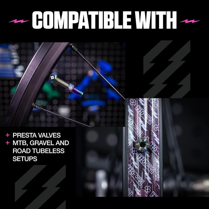 Muc-Off Unisex-Erwachsene V2 Presta Tubeless Ventile, Regenbogenfarbige, 60mm Regenbogenfarbige 60mm