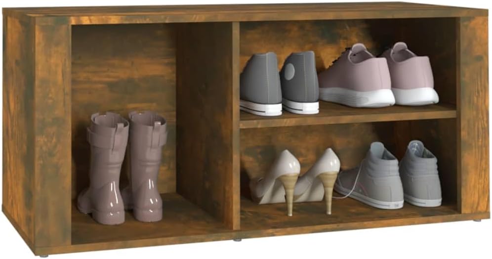 Schuhschrank aus Holzwerkstoff 100x35x45cm Räuchereiche Schuhschrank Holz Flurschrank Lagerschrank P