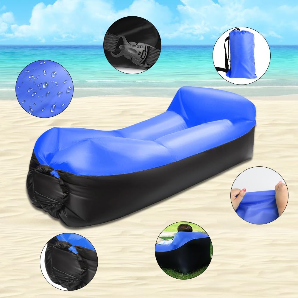 Gohytal Aufblasbares Sofa, 230×70cm Wasserdichtes Luftsofa Outdoor Tragbares Aufblasbar Luft Sofa Co