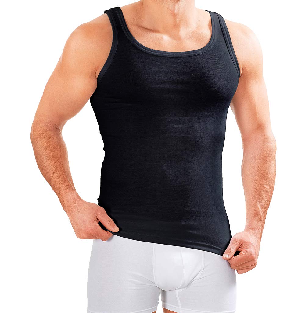MERISH Herren Unterhemd 5er Pack Tank Top Feinripp Baumwolle 400 M 400 5er Pack Schwarz, M 400 5er P